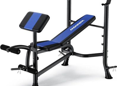 Adjustable Weight Bench with Leg Extension and Preacher Curl Home Training Gym Weight Lifting Bench Full-Body Workout Bench Bench Press