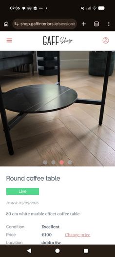 Marble effect coffee table