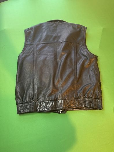 Vintage Trapper Black Leather Biker Vest