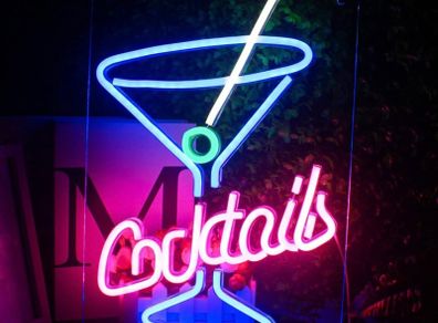 Cocktails Neon Signs Pink Blue Led Neon Lights Cocktail Glass Letter Neon Light Sign USB Sign Light for Wall Decor for Home Bar Club Party Home Kitchen Hotel Gift (FREE POSTAGE)