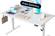 Height-Adjustable Electric Desk, 140x80 cm Sit-Stand Office Desk, Computer Desk