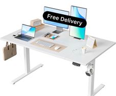 Height-Adjustable Electric Desk, 140x80 cm Sit-Stand Office Desk, Computer Desk
