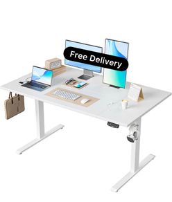Height-Adjustable Electric Desk, 140x80 cm Sit-Stand Office Desk, Computer Desk