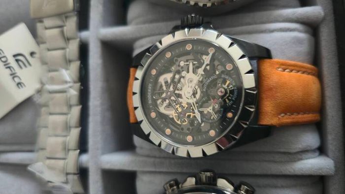 6-Watch Collection Bundle with 12-Slot Display Box (Boderry Titanium, Casio Edifice, CK, Newbridge)