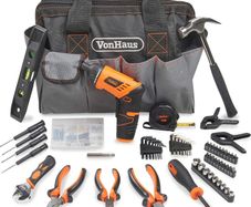 Cordless Hand Drill and Household Tool Kit - 94pc Tool Kit for Beginners - Includes 3.6V/Cordless Lithium-ion Screwdriver - Power & Hand Tools with Drill Sets in Case (FREE POSTAGE)
