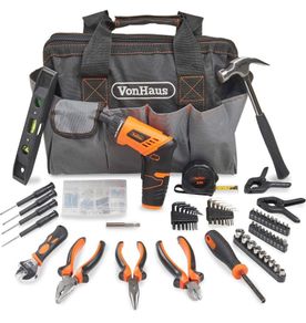 Cordless Hand Drill and Household Tool Kit - 94pc Tool Kit for Beginners - Includes 3.6V/Cordless Lithium-ion Screwdriver - Power & Hand Tools with Drill Sets in Case (FREE POSTAGE)