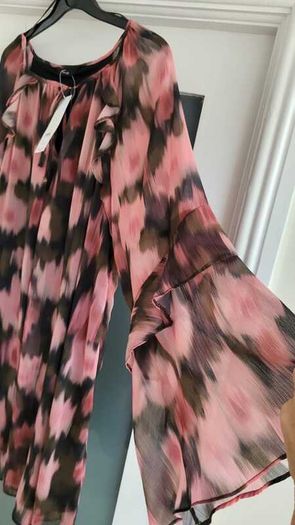 GEORGE khaki and pink print layered dress Sz 14 - Bnwt - Rrp 26 Sterling