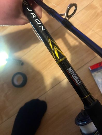fishing rod and reel read to go sea mackrell pollock rock fishing
