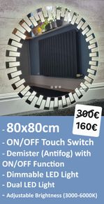 LED Bathroom Mirror 80cm Defogger Makeup Cosmetic