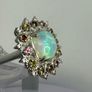 Ethiopian Opal, White Zircon Multi-Tourmaline Cosmo Ring Image 5