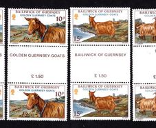 1980 Guernsey Golden Guernsey Goats Commemorative Stamps Gutter Pairs Mint Never Hinged (MNH)