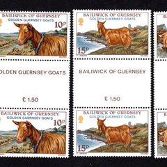 1980 Guernsey Golden Guernsey Goats Commemorative Stamps Gutter Pairs Mint Never Hinged (MNH)