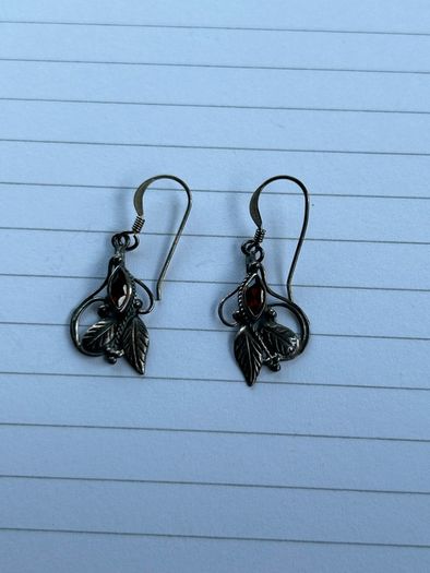 Garnet and sterling silver earrings