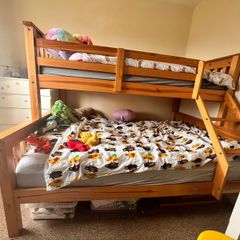 Triple Bunk Bed Solid Pine Single Over Double + Mattresses