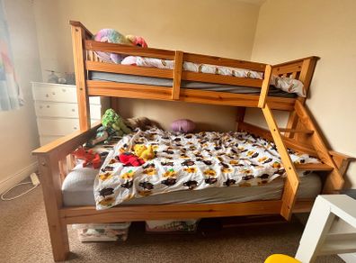 Triple Bunk Bed Solid Pine Single Over Double + Mattresses