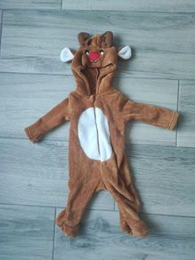 3-6mth Christmas Reindeer Zip Onesie