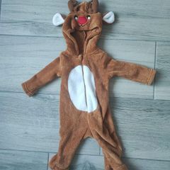 3-6mth Christmas Reindeer Zip Onesie