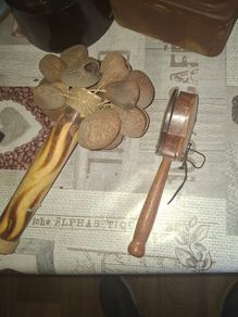 Traditional Musical Spoons Wooden Clapper and Seed Shaker or Bali Nut Rattle, Postage available or Collection