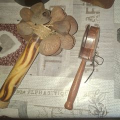 Traditional Musical Spoons Wooden Clapper and Seed Shaker or Bali Nut Rattle, Postage available or Collection