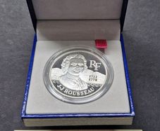 France 2000 Proof 100 Francs Jean-Jacques Rousseau Silver Low Mintage coin in case with Coa