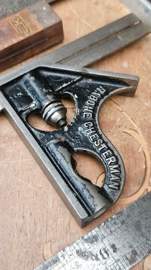 Squares, sliding bevel and ruler