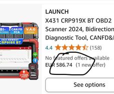 New LAUNCH X431 CRP919x BT / bluetooth Car Diagnostic Tool OBD2 Scanner DBScar VII VCI Auto with Active Test ECU Coding CANFD DOIP 31+ Reset