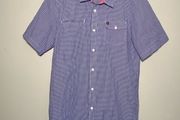 DC Skate Co Mens Short Sleeve Shirt Size Medium Royal Blue Check