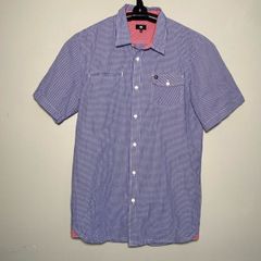 DC Skate Co Mens Short Sleeve Shirt Size Medium Royal Blue Check