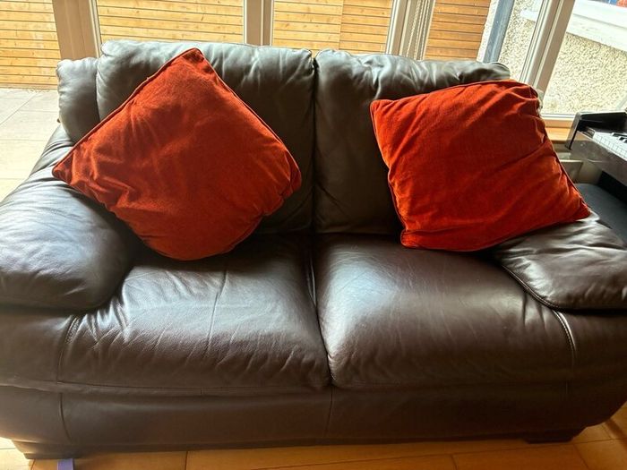 Chocolate brown leather couch