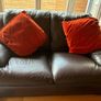 Chocolate brown leather couch Image 3