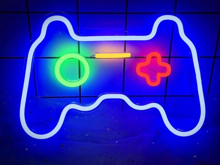 Game Neon Sign(16"x10.8"),Cisteen Gamepad Neon Light Sign with Acrylic Board, USB Powered Led Wall Light Decorations,Gaming Neon Lights for Bedroom,Game Room,Man Cave,Bar,Party