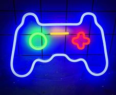 Game Neon Sign(16"x10.8"),Cisteen Gamepad Neon Light Sign with Acrylic Board, USB Powered Led Wall Light Decorations,Gaming Neon Lights for Bedroom,Game Room,Man Cave,Bar,Party