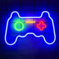 Game Neon Sign(16"x10.8"),Cisteen Gamepad Neon Light Sign with Acrylic Board, USB Powered Led Wall Light Decorations,Gaming Neon Lights for Bedroom,Game Room,Man Cave,Bar,Party