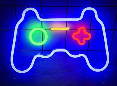 Game Neon Sign(16"x10.8"),Cisteen Gamepad Neon Light Sign with Acrylic Board, USB Powered Led Wall Light Decorations,Gaming Neon Lights for Bedroom,Game Room,Man Cave,Bar,Party