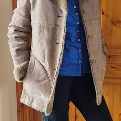 Beige Leather Size Medium NAF NAF Classic Vintage 2000s Ladies Womens naf naf