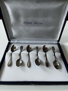 Vintage Italian Solid 800 Silver Espresso Teaspoon  Set (Boxed, Ricci 30 AL) 1944-1968