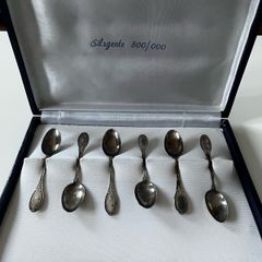 Vintage Italian Solid 800 Silver Espresso Teaspoon  Set (Boxed, Ricci 30 AL) 1944-1968
