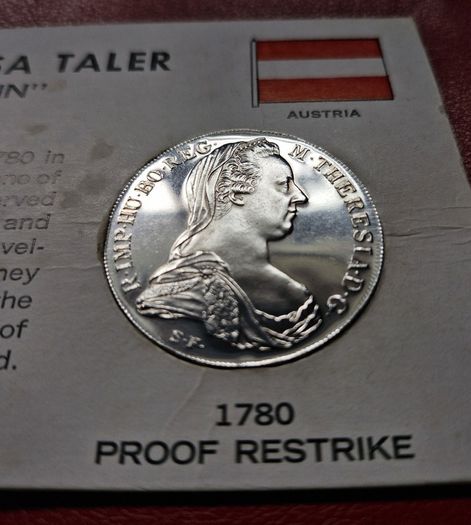 1780 Maria Theresa Taler Proof Restrike Silver Coin In Card