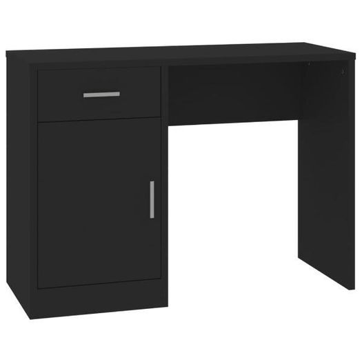 Desk with Drawer & Cabinet Black