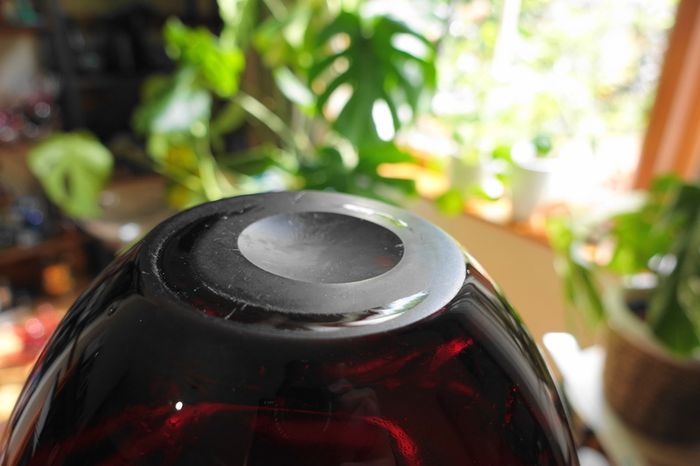Hand Blown Art Glass Ruby Large Bottle