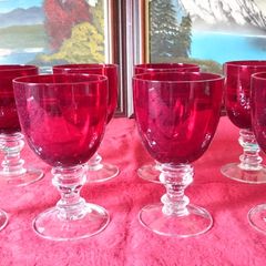 Piece Ruby Red Glass Stemmed Goblets
