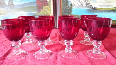 Piece Ruby Red Glass Stemmed Goblets