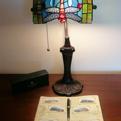 New Tiffany Bankers Lamp  Dragonfly Stained Glass