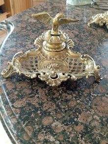 Vintage brass ink well
