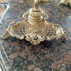 Vintage brass ink well