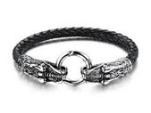 Leather Surfer Punk Gothic Steel Bracelet Men Jewellery Dragon Head Design Bracelet