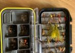 fishing flies box of around 80-90 flies river canal lake