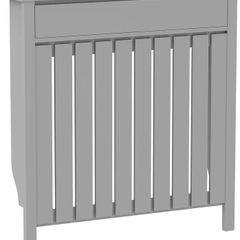 Radiator Cover with Drawer, Vertical Slatted Grill, Industrial MDF Wood Cabinet Shelf Heating Cover for Living Room, Bedroom, Hallway, Small, 88.5 x 19 x 93cm, Grey