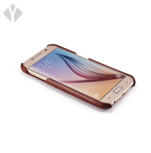 S6 Vintage Leather Back Cover With Card Slots