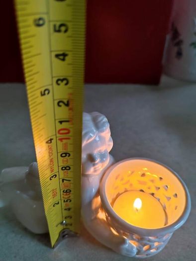 Small angel figurines candle holder